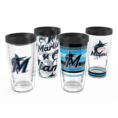 Tervis Miami Marlins Four-Pack 16oz. Classic Tumbler Set