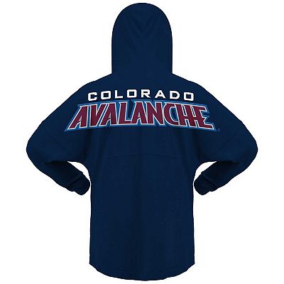 Women s Fanatics Branded Navy Colorado Avalanche Jersey Lace Up V Neck Long Sleeve Hoodie T Shirt