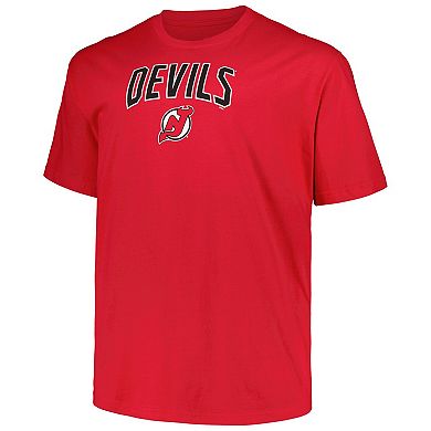 Men's Profile Red New Jersey Devils Big & Tall Arch Over Logo T-Shirt