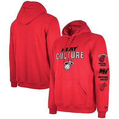 Men's New Era Red Miami Heat Big 2023/24 City Edition Jersey Pullover Hoodie