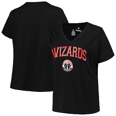 Women's Profile Black Washington Wizards Plus Size Arch Over Logo V-Neck T-Shirt