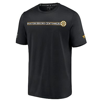 Men's Fanatics Branded Black Boston Bruins Authentic Pro Centennial Banner T-Shirt