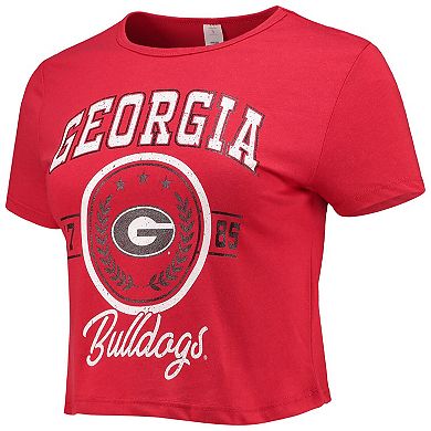 Women's ZooZatz Red Georgia Bulldogs Core Laurels Cropped T-Shirt
