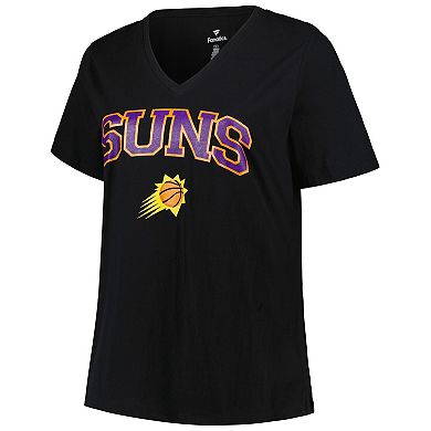 Women's Profile Black Phoenix Suns Plus Size Arch Over Logo V-Neck T-Shirt