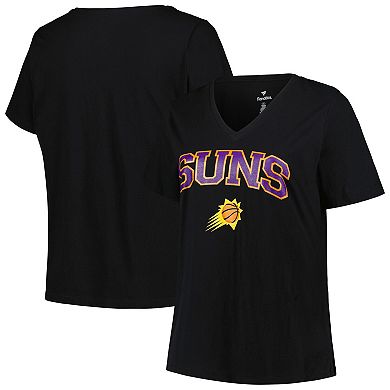 Women's Profile Black Phoenix Suns Plus Size Arch Over Logo V-Neck T-Shirt