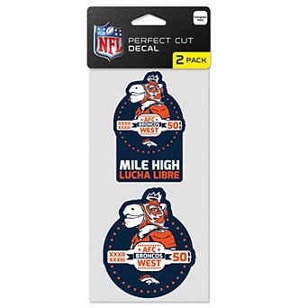"WinCraft Denver Broncos Lucha Libre 4"" x 8"" 2-Pack Perfect Cut Decal Set"