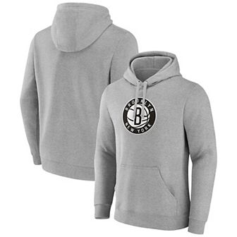 Men's Fanatics Branded Heather Gray Brooklyn Nets Primary Logo Pullover Hoodie