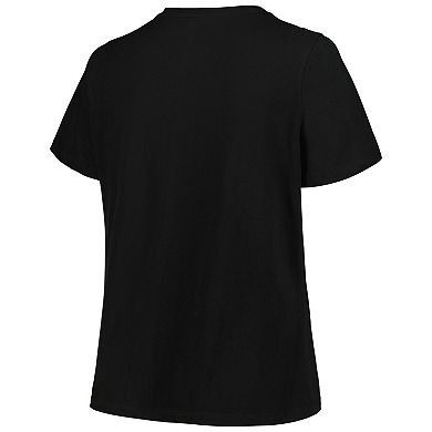 Women's Profile Black Charlotte Hornets Plus Size Arch Over Logo V-Neck T-Shirt