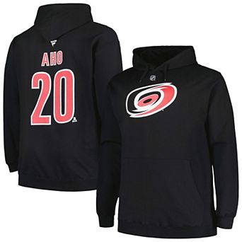 Men's Profile Sebastian Aho Black Carolina Hurricanes Big & Tall Name & Number Pullover Hoodie