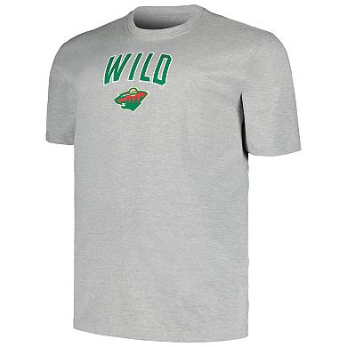 Men's Profile Heather Gray Minnesota Wild Big & Tall Arch Over Logo T-Shirt