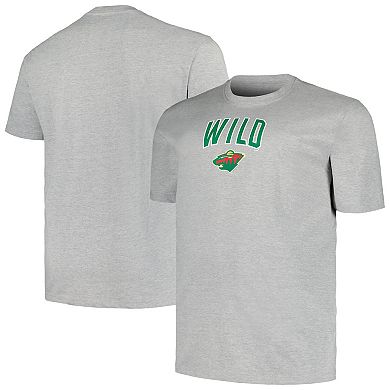 Men's Profile Heather Gray Minnesota Wild Big & Tall Arch Over Logo T-Shirt