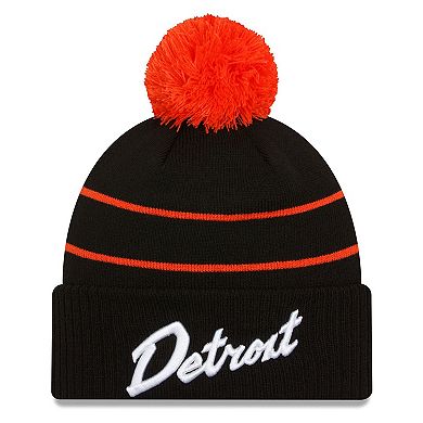 Men's New Era  Black Detroit Pistons 2023/24 City Edition Cuffed Pom Knit Hat