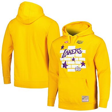 Men's Mitchell & Ness x Tats Cru Gold Los Angeles Lakers Hardwood Classics Brick Pullover Hoodie