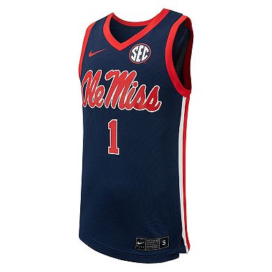 Men's Nike #1 Navy Ole Miss Rebels Replica Basketball Jersey