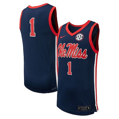 Men's Nike #1 Navy Ole Miss Rebels Replica Basketball Jersey