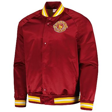 Men's Mitchell & Ness Wine Cleveland Cavaliers Hardwood Classics Throwback Wordmark Raglan Full-Snap Jacket