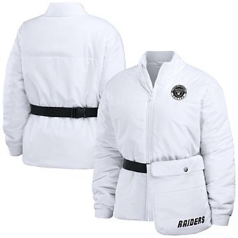 Women's WEAR by Erin Andrews White Las Vegas Raiders Packaway Full-Zip Puffer Jacket