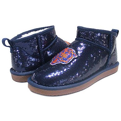Women's Cuce Navy Chicago Bears Sequin Ankle Boots