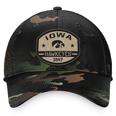 Men's Top of the World Black Iowa Hawkeyes OHT Delegate Trucker Adjustable Hat