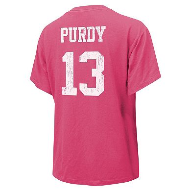 Women's Majestic Threads Brock Purdy Pink San Francisco 49ers Name & Number T-Shirt