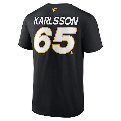 Men's Fanatics Branded Erik Karlsson Black Pittsburgh Penguins Authentic Pro Prime Name & Number T-Shirt