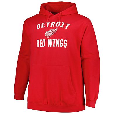 Men's Profile Red Detroit Red Wings Big & Tall Arch Over Logo Pullover Hoodie
