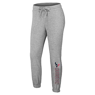 Women's WEAR by Erin Andrews Heather Gray Houston Texans Knit Long Sleeve Tri-Blend T-Shirt & Pants Sleep Set