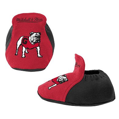 Infant Mitchell & Ness Black/Red Georgia Bulldogs 3-Pack Bodysuit, Bib and Bootie Set