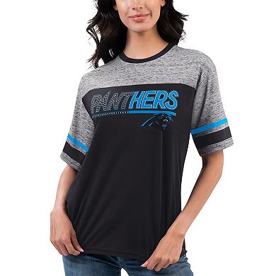 Women's G-III 4Her by Carl Banks Black Carolina Panthers Track T-Shirt