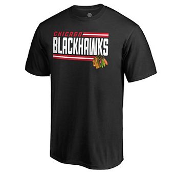 Men's Black Chicago Blackhawks Iconic Collection On Side Stripe T-Shirt