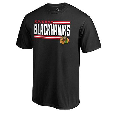 Men's Black Chicago Blackhawks Iconic Collection On Side Stripe T-Shirt