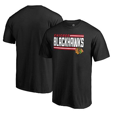 Men's Black Chicago Blackhawks Iconic Collection On Side Stripe T-Shirt