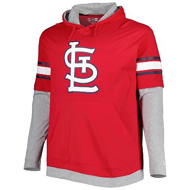 Men's New Era Red St. Louis Cardinals Big & Tall Twofer Pullover Hoodie