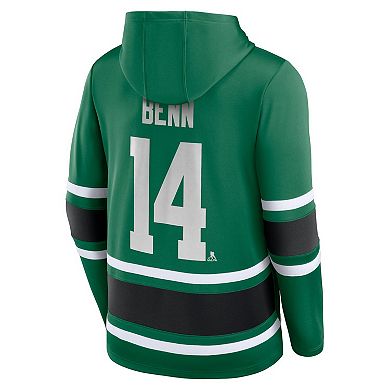 Men's Fanatics Branded Jamie Benn Kelly Green Dallas Stars Name & Number Lace-Up Pullover Hoodie