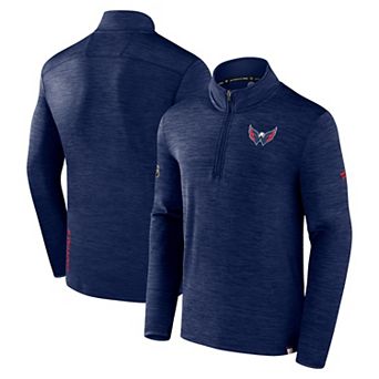 Men's Fanatics Branded Heather Navy Washington Capitals Authentic Pro Quarter-Zip Pullover Top