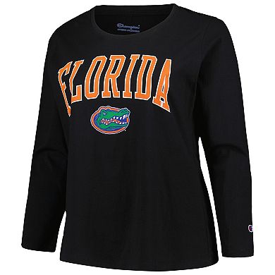 Women's Profile Black Florida Gators Plus Size Arch Over Logo Scoop Neck Long Sleeve T-Shirt