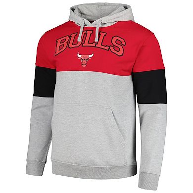 Men's Fanatics Branded Red Chicago Bulls Contrast Pieced Pullover Hoodie
