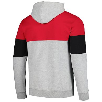 Men's Fanatics Branded Red Chicago Bulls Contrast Pieced Pullover Hoodie