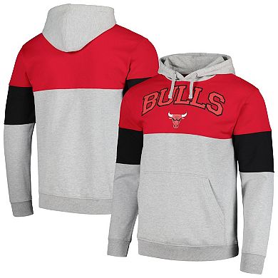 Men's Fanatics Branded Red Chicago Bulls Contrast Pieced Pullover Hoodie