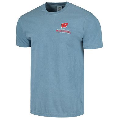Men's Light Blue Wisconsin Badgers State Scenery Comfort Colors T-Shirt