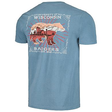Men's Light Blue Wisconsin Badgers State Scenery Comfort Colors T-Shirt