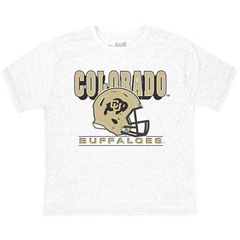 Toddler Original Retro Brand White Colorado Buffaloes Helmet Tri-Blend T-Shirt