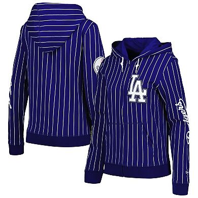 Women's New Era Royal Los Angeles Dodgers Pinstripe Tri-Blend Full-Zip Jacket