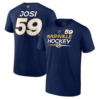 Men's Fanatics Branded Roman Josi Navy Nashville Predators Authentic Pro Prime Name & Number T-Shirt