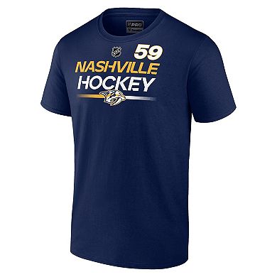 Men's Fanatics Branded Roman Josi Navy Nashville Predators Authentic Pro Prime Name & Number T-Shirt