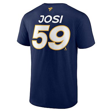 Men's Fanatics Branded Roman Josi Navy Nashville Predators Authentic Pro Prime Name & Number T-Shirt