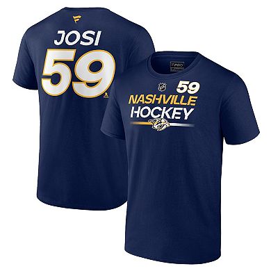 Men's Fanatics Branded Roman Josi Navy Nashville Predators Authentic Pro Prime Name & Number T-Shirt