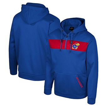 Men's Colosseum Royal Kansas Jayhawks Quarter-Zip Hoodie