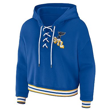 Women's WEAR by Erin Andrews Blue St. Louis Blues Lace-Up Pullover Hoodie