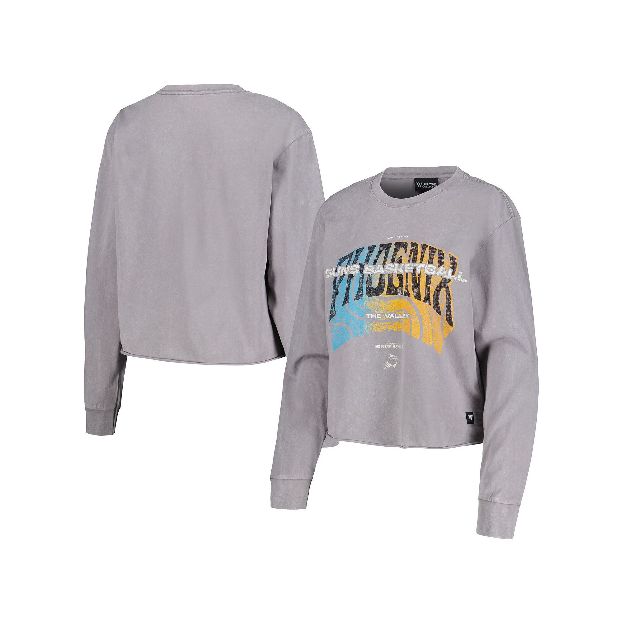 Womens The Wild Collective  Gray Phoenix Suns Band Cropped Long Sleeve T-S